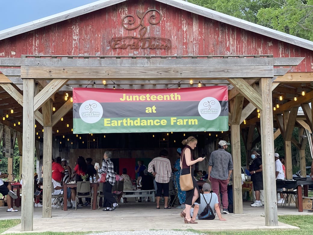 Juneteenth banner at Earth Dance Organic Farm School