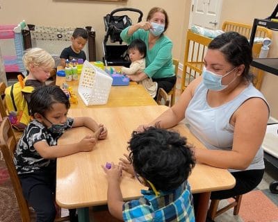 Children in child care at DeNeuville Learning Center for Women